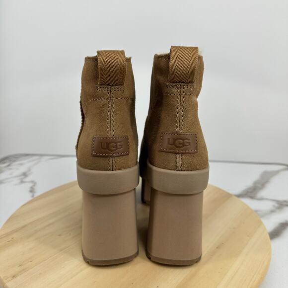 UGG New Heights Platform Mini Boot Womens 9 Hickory Chunky Y2K Style Shearling - Picture 3 of 10